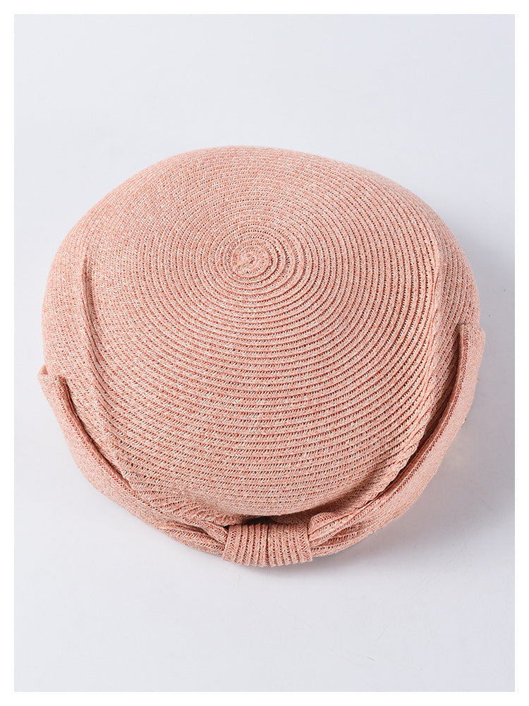 Japanese Straw Beret Summer Elegant Bow Straw Hat - Lusso Scelta