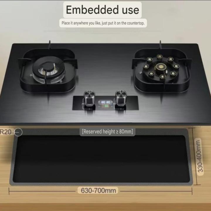 Luxury Dual Burner Gas Stove - 5.2KW Stainless Steel & Glass Cooktop with Flame-Out Protection for Modern Kitchens
