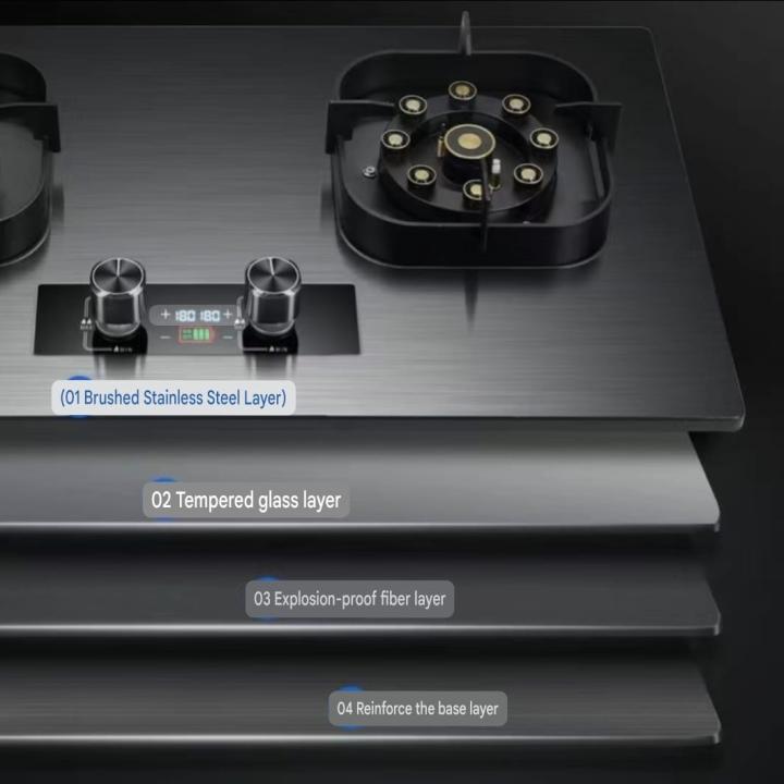 Luxury Dual Burner Gas Stove - 5.2KW Stainless Steel & Glass Cooktop with Flame-Out Protection for Modern Kitchens