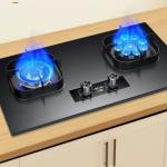 Luxury Dual Burner Gas Stove - 5.2KW Stainless Steel & Glass Cooktop with Flame-Out Protection for Modern Kitchens